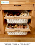 Handwoven Wicker Pull-Out Kitchen Basket with Double Partition for Organized Storage