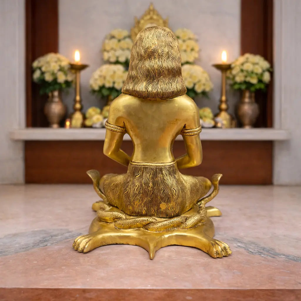 Brass Saint Gorakhnath Statue Sitting On Naag And Lion (14 Inch) Vedansh Craft