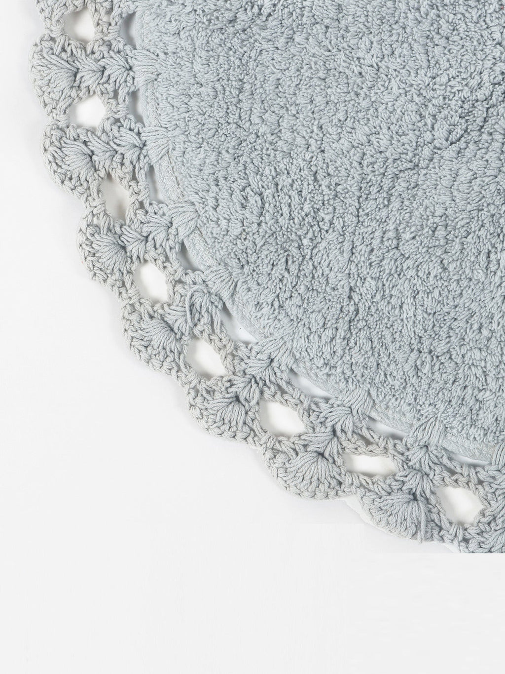 Soft Beige Handloom Cotton Round Bath Mat For Home