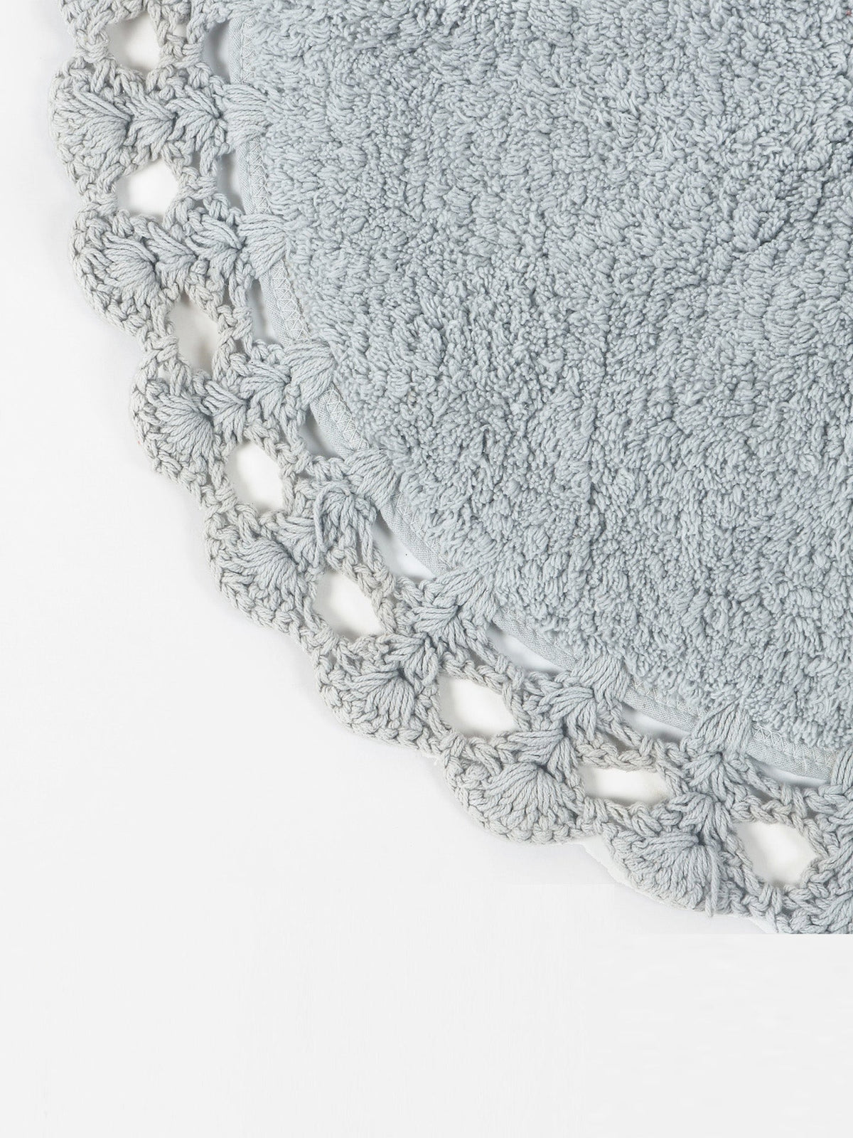 Soft Beige Handloom Cotton Round Bath Mat For Home