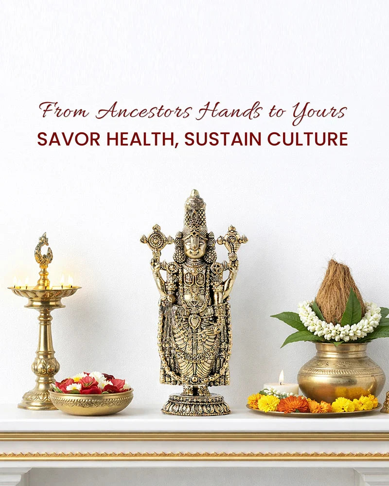 Brass Balaji Standing Idol Figurine for Puja Needs and Home Decor