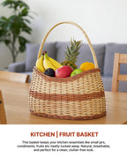 Handwoven Wicker Fruit Basket & Storage Organizer for Kitchen & Home Use