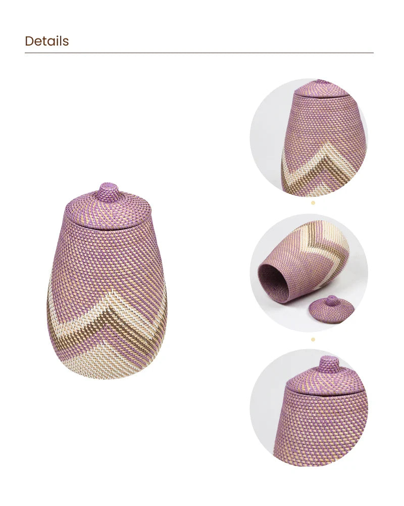Multipurpose Rattan Basket with Lid for Home Storage