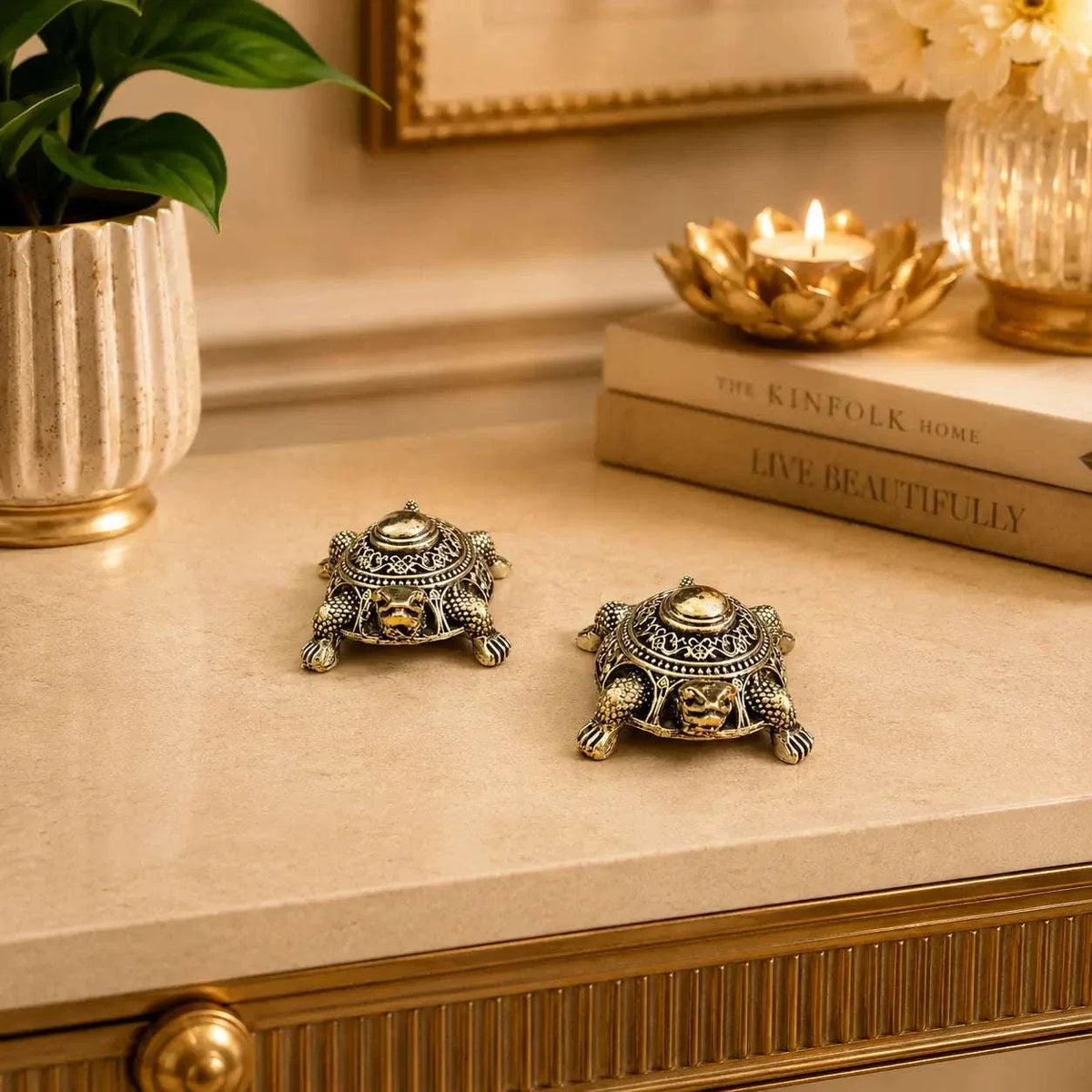 Brass Lightweight Tortoise Vastu/Feng Shui Pair (0.5 Inch) Vedansh Craft