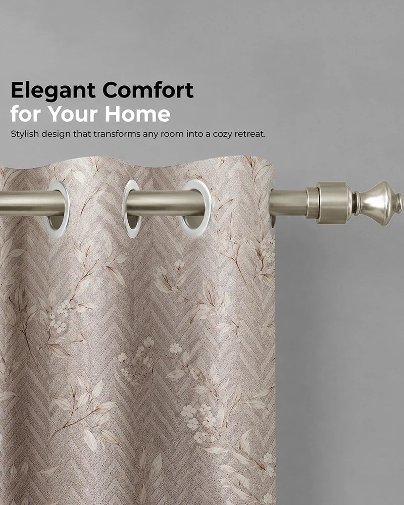 Premium Polycotton Eyelet Door Curtain (Brown, 7 ft)