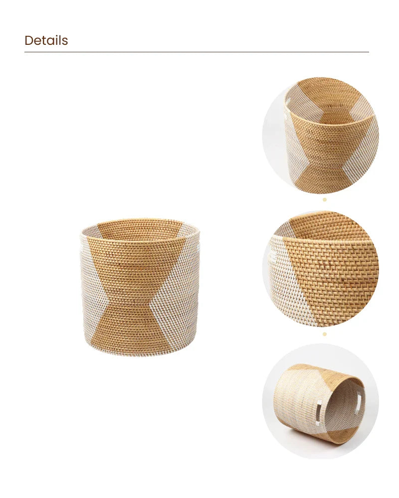 Natural Rattan Basket for Clothes, Towels and Linen Storage