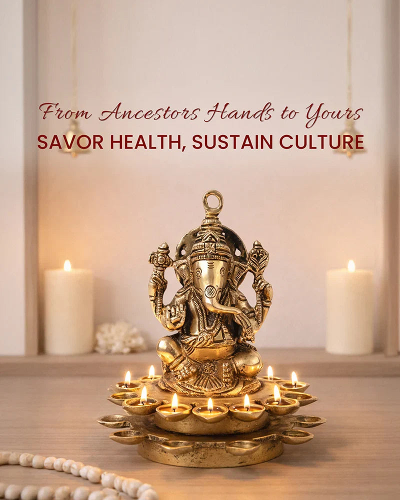 Brass Ganesh Sitting on Diya for Pooja and Home Decoration