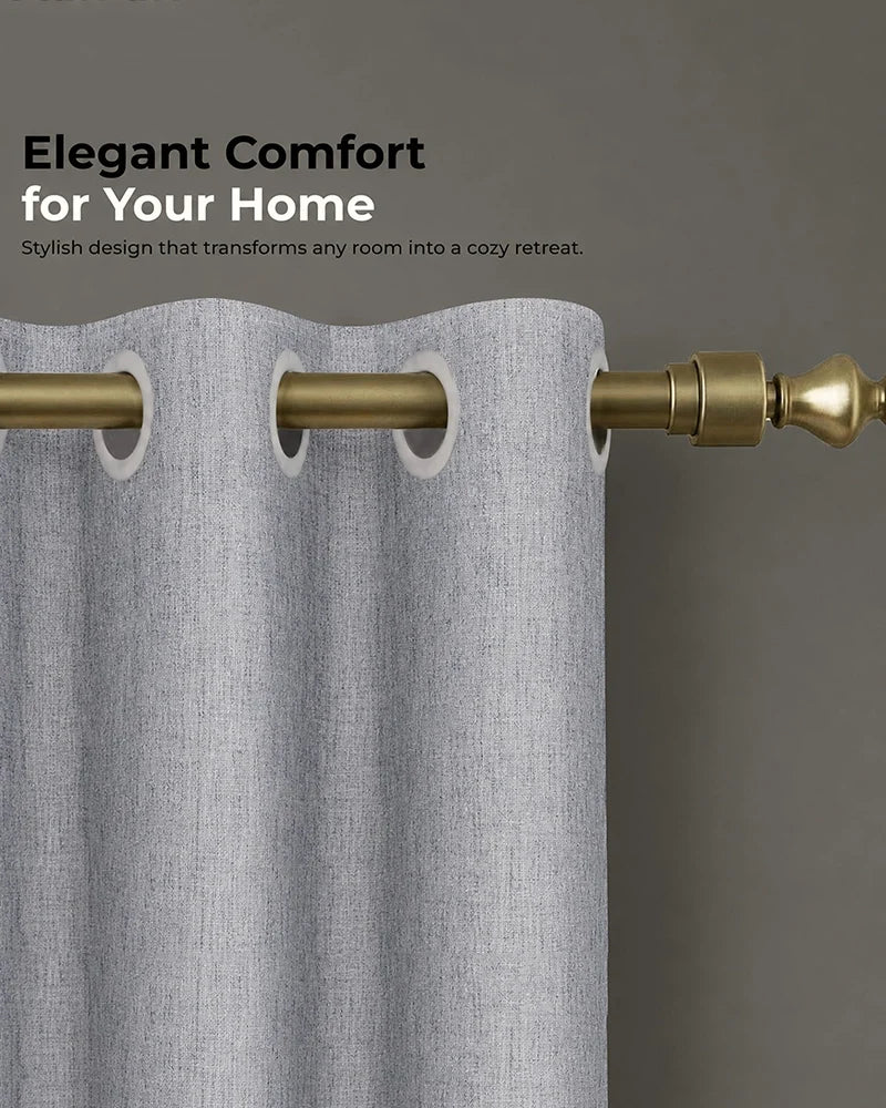 Designer Linen Door Curtain with Eyelet Header (Blue, 7 ft)