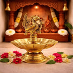 Brass Peacock Eight Petal Diya (5.5 Inch) Vedansh Craft