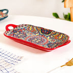 Mandala Melange Long Platter Dish Red Nestasia
