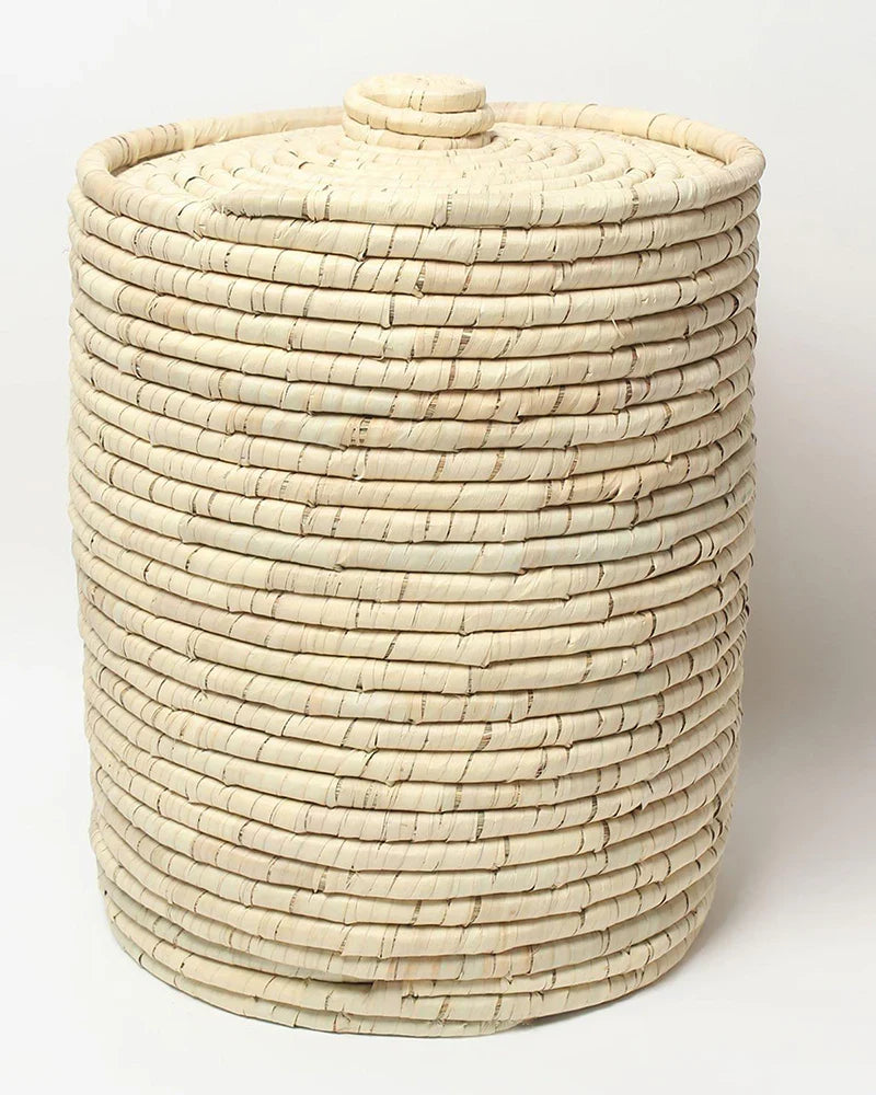 Natural Laundry Hamper with Lid for Bedroom, Bathroom, and Closet Organization