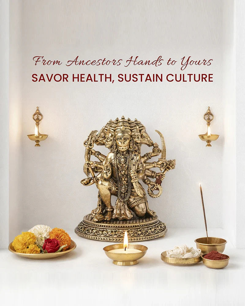Panchmukhi Hanuman Brass Idol Figurine for Devotion and Daily Worship