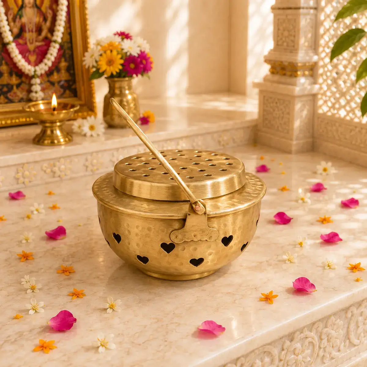 Brass Dhoop Dani & Incense Holder (5.5 Inch) Vedansh Craft
