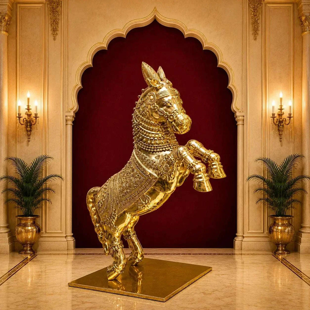 Brass Jumping Horse Statue (48 Inch) Vedansh Craft