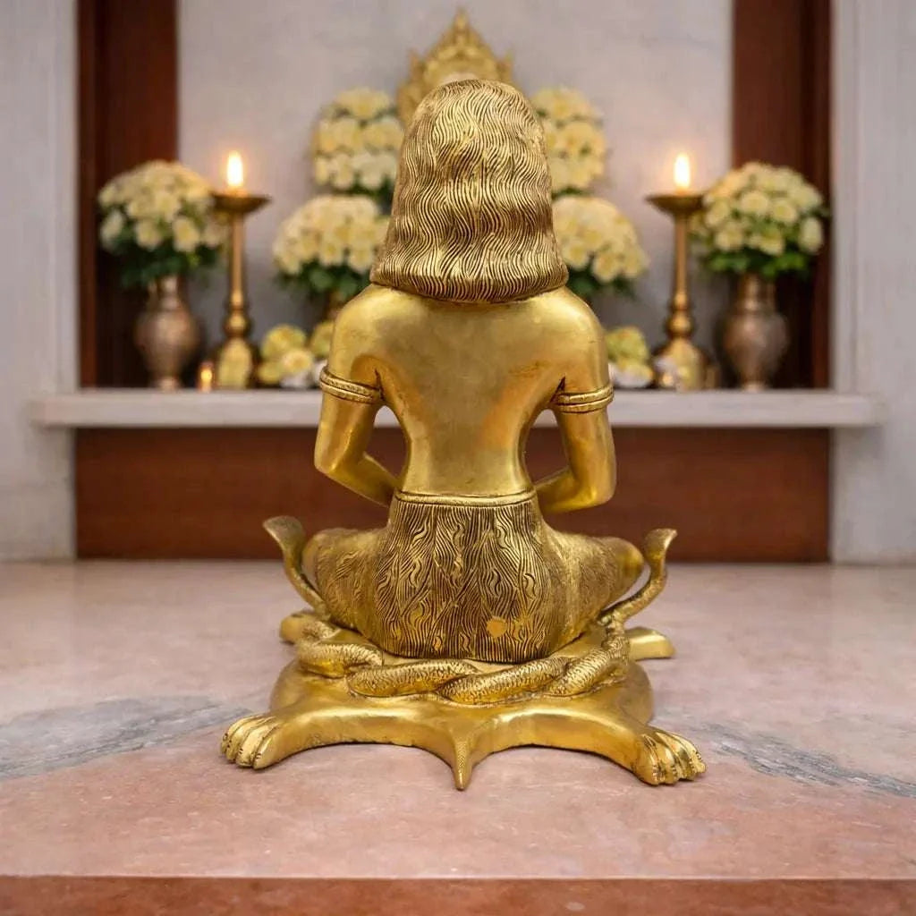 Brass Saint Gorakhnath Statue Sitting On Naag And Lion (14 Inch) Vedansh Craft