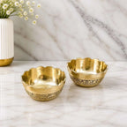 Brass Embossed Design Prasad Bowl Set (1 Inch) Vedansh Craft