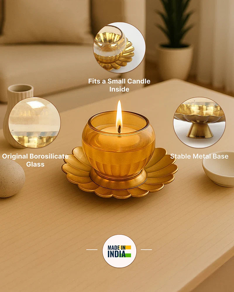 Decorative Tea Light Diya Candle Holder for Pooja, Aarti & Home Decoration