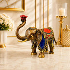 Brass Handcrafted Dhokra Elephant Statue (8.5 inch) Vedansh Craft