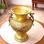 Brass Peacock Flower Vase / Planter Pot (11 Inch) Vedansh Craft