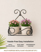 Wall Mounted Metal Plant Pot Stand for Balcony, Set of 2