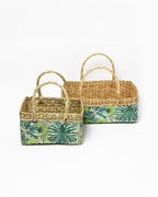 Handwoven Seagrass Fruit Hamper Baskets Set of 2 for Decorative, Multipurpose Home Storage