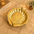 Brass Shell Shaped Decorative Serving Tray / Bowl (13 Inch) Vedansh Craft