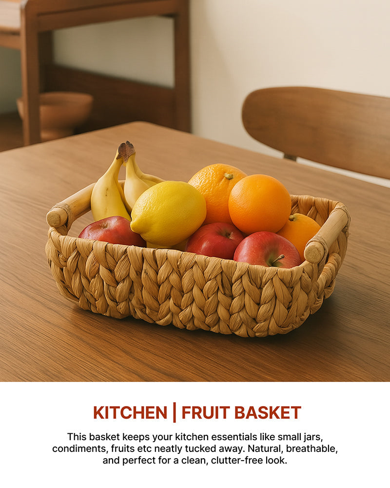 Water Hyacinth Shelf and Kitchen Storage Baskets, Multi-Purpose Home Organization Solution