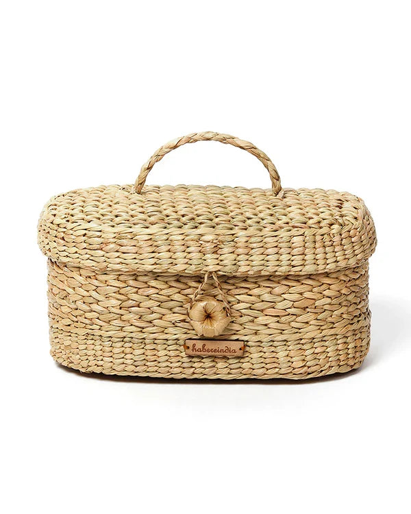 Handwoven Seagrass Tissue Box for Desk, Living Room & Bedroom