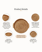 Multipurpose Rattan Tray for Serving Snacks, Drinks, and Stylish Home Decor