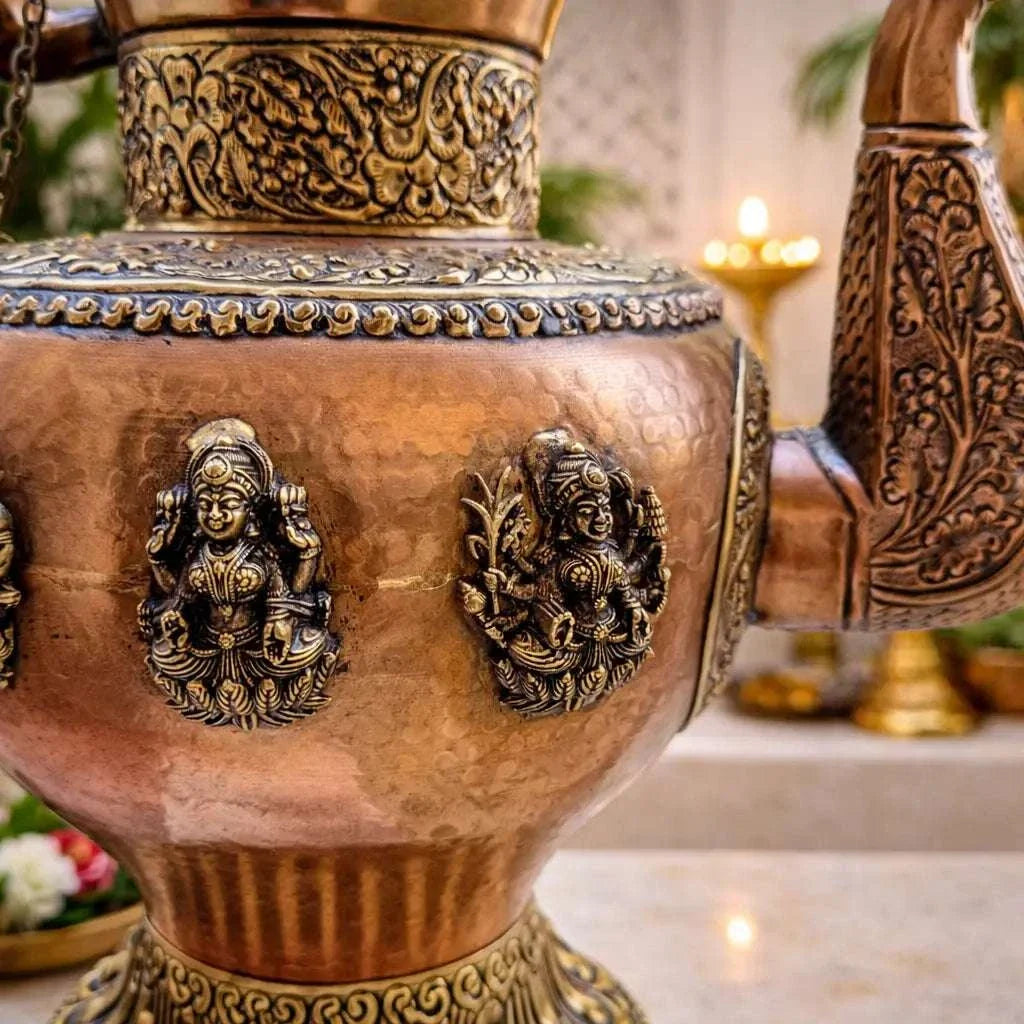 Copper Traditional Ashtalakshmi Kettle Pot (14.5 Inch) Vedansh Craft