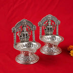 Brass Silver Plated Ashtalakshmi Diya set (5.7 Inch) Vedansh Craft