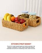 Home Storage Water Hyacinth Baskets for Organizing Clothes, Kitchen Items, and Shelves
