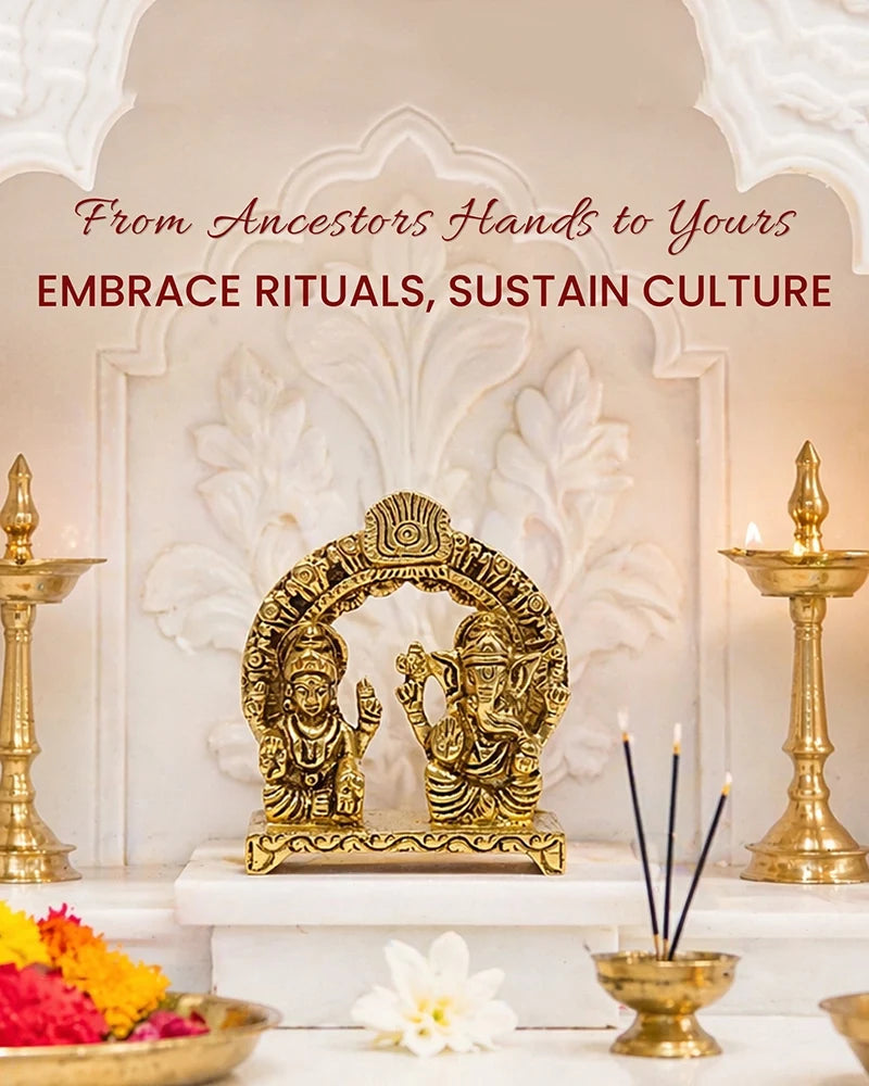 Brass Laxmi Ganesh Idol for Diwali Pooja, Home Decoration & Festive Gifting