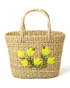 Handwoven Seagrass Embroidered Tote Bag for Market, Storage & Travel