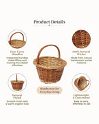 Handcrafted Wicker Round Basket for Fruits, Flowers, and Home Storage