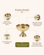 Traditional Brass Diya Set of 2 Pooja Room Decor (Gold)