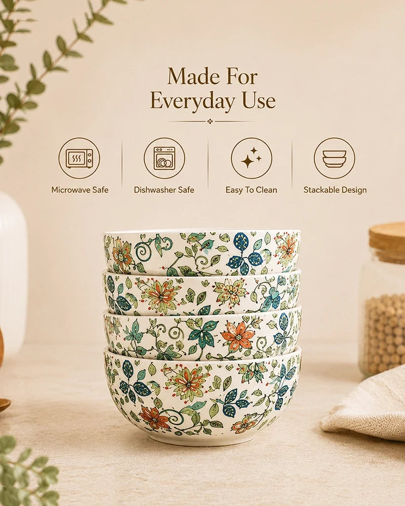 Ceramic Serving Bowl Set for Snacks & Food Serving, Set of 4
