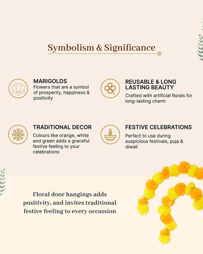 Classic Artificial Indian Flower Garland Set of 5 for Mandir & Celebrations
