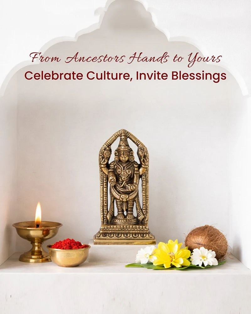 Brass Balaji Idol with Antique Finish for Pooja Room and Home Decor