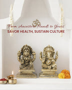 Pure Brass Laxmi Ganesh Idol for Pooja Room and Office