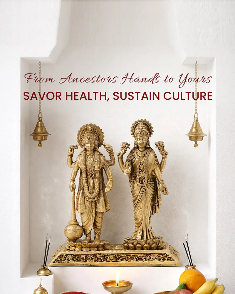 Traditional Lord Vishnu with Laxmi Ji Brass Idol for Pooja and Home Decor