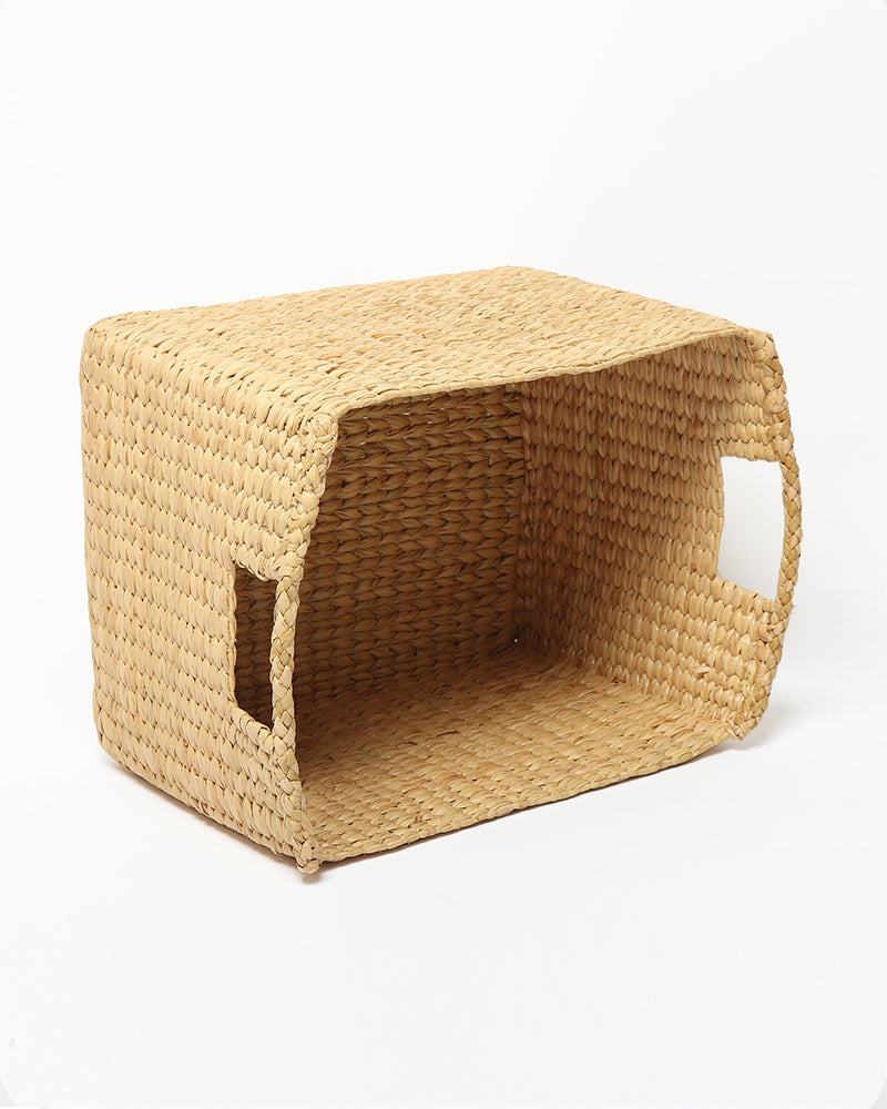 Natural Seagrass Basket with Handles for Shelves, Closets, and Living Room Decor
