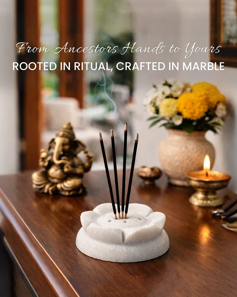 Marble Agarbatti Stand for Home Temple, Meditation, and Devotional Use