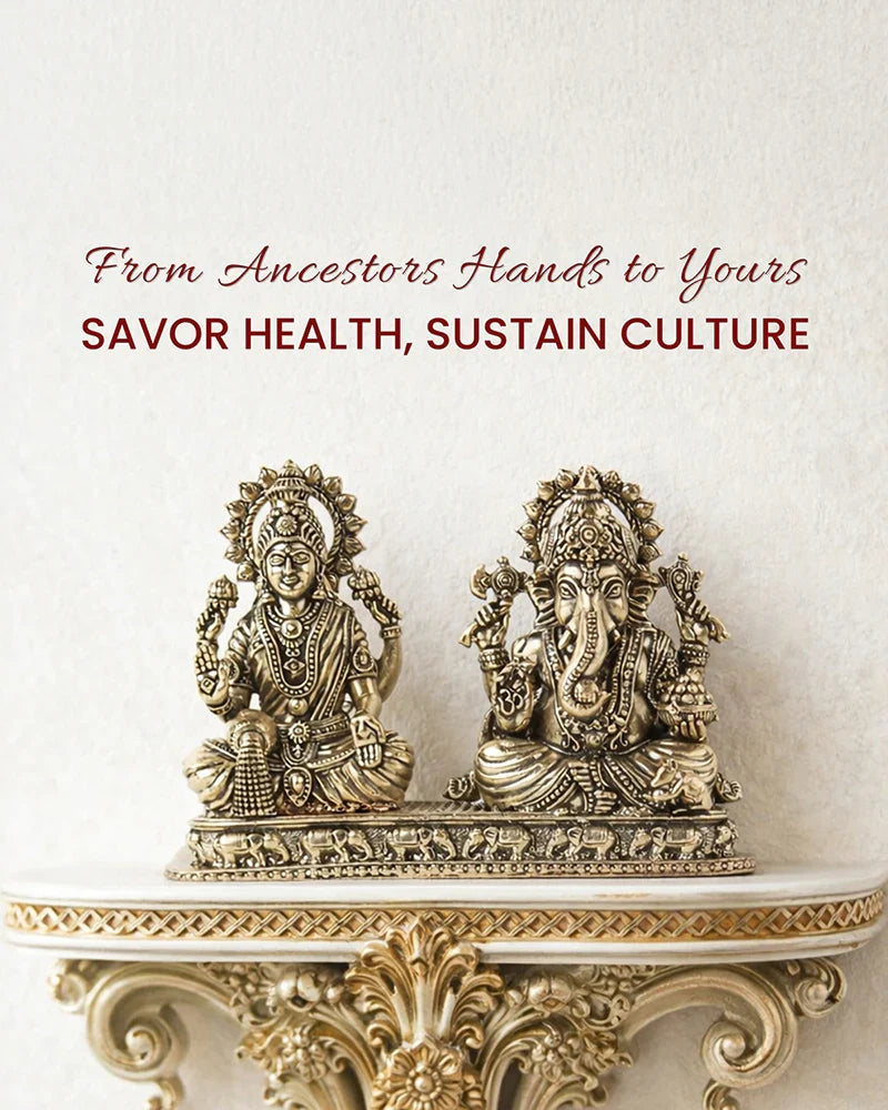 Traditional Brass Laxmi Ganesh Idol for Devotional Rituals and Home Decoration