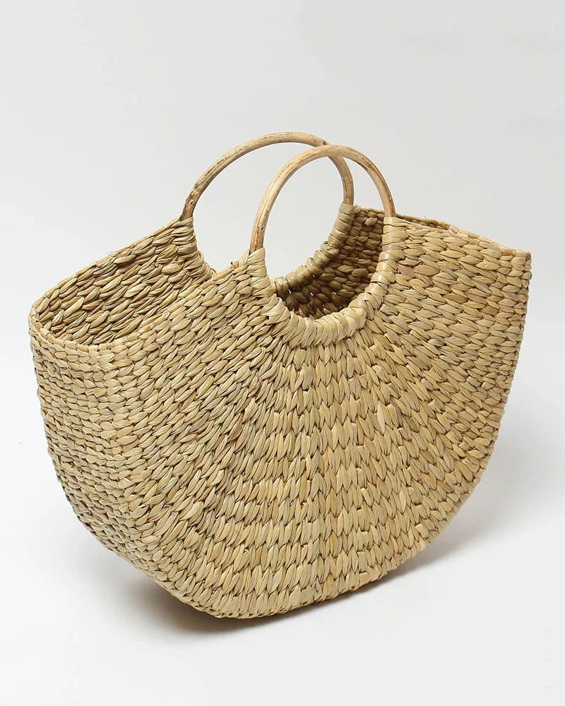 Half Moon Seagrass Beach Tote Bag