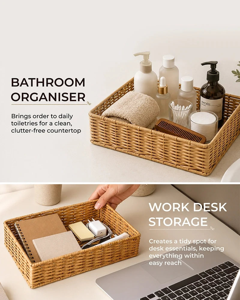 Cane Storage Basket for Home, Wardrobe & Bathroom Storage