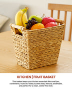 Rectangular Water Hyacinth Dustbin for Home & Kitchen - Durable Waste Bin for Everyday Use