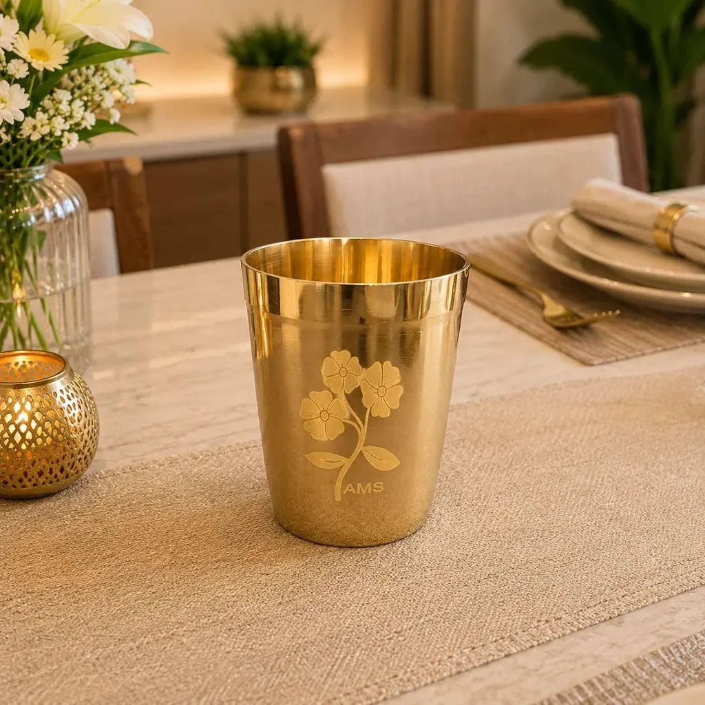 Brass Floral Thali/Dinner Set (990 Gram) Vedansh Craft
