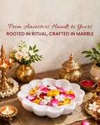 Elegant Marble Urli Bowl for Home Decor, Pooja Room, and Mandir Display