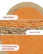 Handcrafted Yellow Round Jute Carpet For Living Room